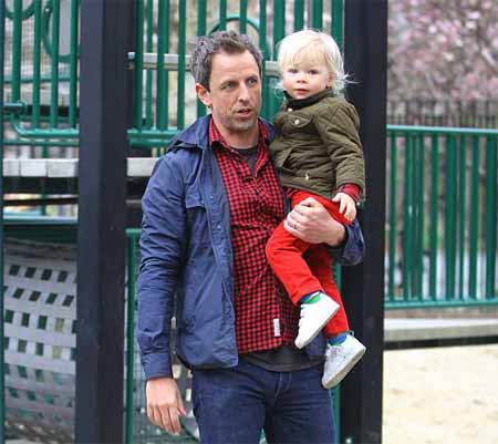 Seth taking his son for a walk.